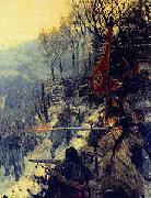 Theodor Rocholl Kampf um die Bergfeste Hophu china oil painting artist